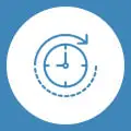 Eine Uhr mit einem Pfeil herum